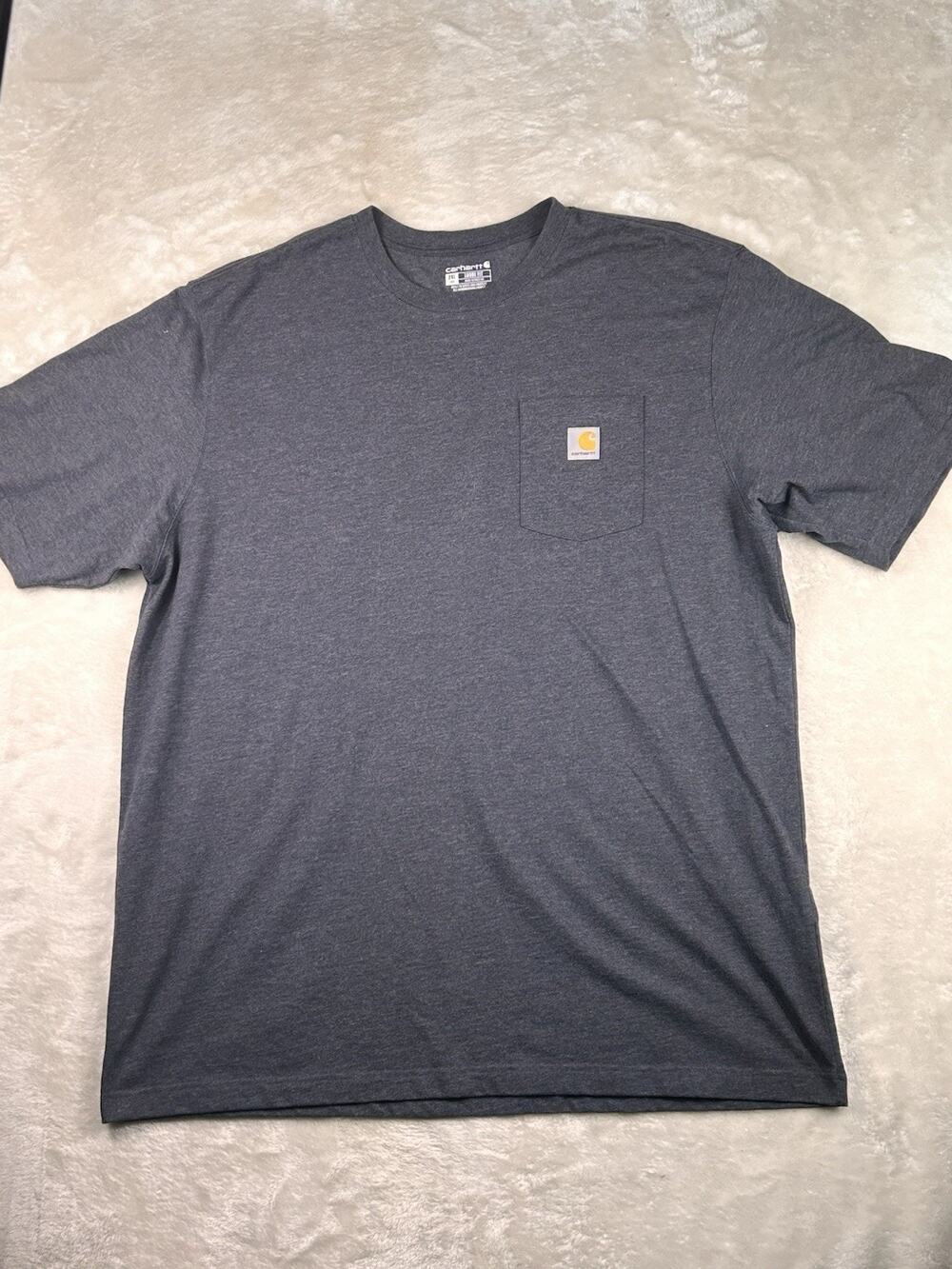 Carhartt K87 T Shirt Men's Sz 2XLT Grey Workwear Loose Fit Short Sleeve Pocket